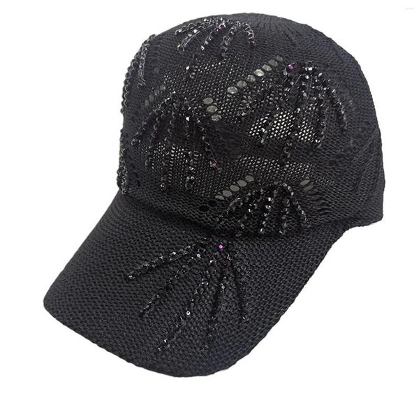 Casquettes de baseball gothiques hommes femmes strass casquette de baseball Ly été réglable respirant séchage rapide chapeau de soleil noir