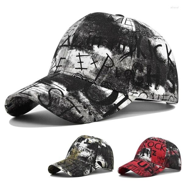 Gorras de bola Graffiti Print Gorra de béisbol Hombres Mujeres Primavera Verano Sombrero para el sol Letra colorida Unisex-Adolescentes Algodón Snapback Hip Hop