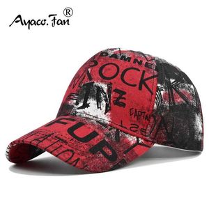 Kogelcaps graffiti geprinte honkbal pet nieuwe lente sunhat kleurrijke letter heren unisex jeugd katoenen gesp hoed mode hiphop Q240429