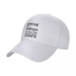 Gorras de béisbol GRANDES COSAS NUNCA VIERON DE ZONAS DE CONFORT Citas motivacionales Gorra de béisbol Hombres Mujeres Snapback Sombrero Transpirable Camionero Ajustable