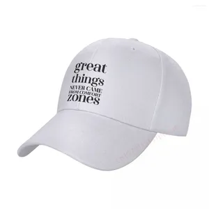 Casquettes de baseball DE GRANDES CHOSES NE SONT JAMAIS VENUES DES ZONES DE CONFORT Citations de motivation Casquette de baseball Hommes Femmes Snapback Chapeau Respirant Camionneur Réglable