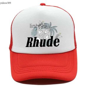 Casquettes de baseball Casquette de baseball en maille verte pour hommes et femmes, broderie unisexe, collections Rhude, chapeau de camion décontracté, réglable Rhude BonnetIUQ45I1Q