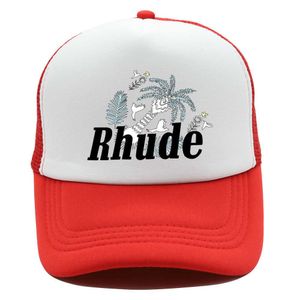 Ball Caps Green Mesh Patchwork Baseball Cap Men Femmes Broderie Unisexe Rhude Collections de camion décontracté Bonnet Rhude réglable