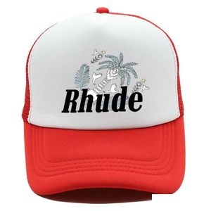 Ball Caps Green Mesh Travail Baseball Cap Men Femmes Embroderie Uni Rhude Collections de camion décontracté Drop Bonnet Gift Dhn6i