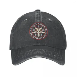 Ball Caps Hail Satan Baphomet dans le baseball pentagramme inversé inversé pour hommes ajustement réglable du chapeau Snapback lavé en détresse