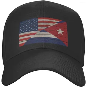 Balpetten Half-Amerikaanse Cubaanse vlag Pet Unisex Trucker Vaderhoed Verstelbaar Casual Sport Zon Voor Heren Dames Zwart