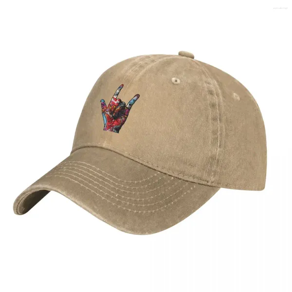 Gorras de bola Signo de mano Gorra de béisbol Te amo Gimnasio Transpirable Lavado Sombrero de camionero Hombres Impresión divertida