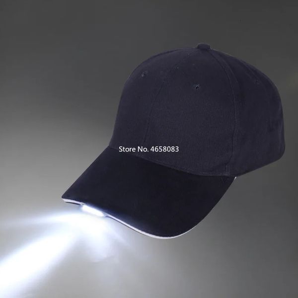 Gorras de bola Gorra manos libres con faro Luces LED superbrillantes Gorra de béisbol unisex Linterna Sombrero para pesca con caña Lámpara de cabeza para correr 231118