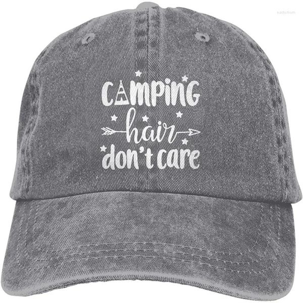 Casquettes de baseball Happy Camper Hat unisexe Baseball Camping cheveux ne se soucient pas Denim papa imprimé été réglable chapeaux d'extérieur