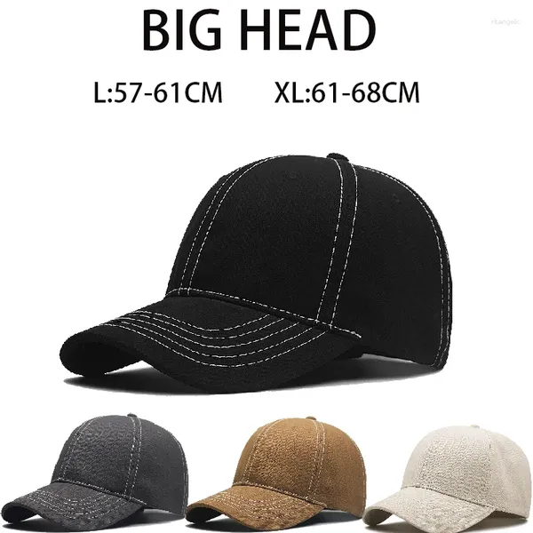 Bola de bola forma dura Color sólido de algodón Sport Sport Hats Sun Capback Snapback más Big Head Man Alta calidad XXL 65 cm