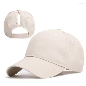Ball Caps Hoed Klassieke Solid Clean Up Cap Hoge rommelige knot Verstelbare hoeden met groot gat