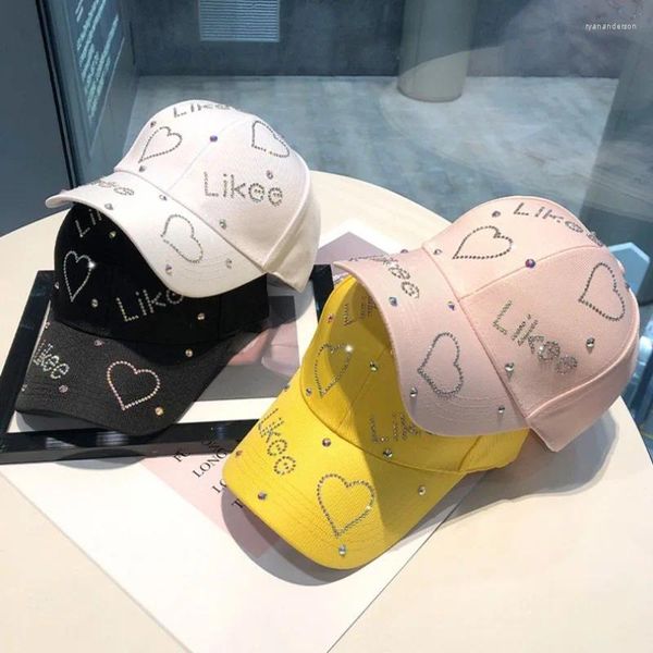 Casquettes de balle chapeau femme strass lettre amour casquette baseball version coréenne crème solaire au printemps et en été