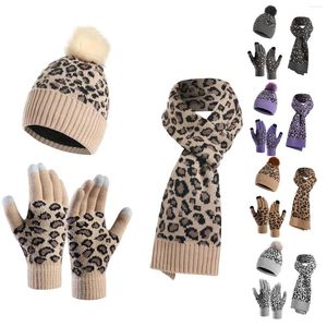 Casquettes de baseball chapeau gants écharpe ensemble garçons femmes hommes hiver chaud mignon laine Slouchy trois pièces neige tricot casquette écran