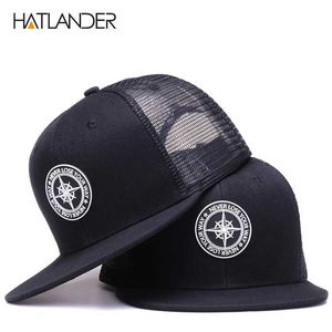 Ball Caps Hatlander Mens Baseball Hat Black Snap Snap Hat High Quality Cool Hip Hop Hat 6 Panel Bone Mesh Carte Car Hat T240429