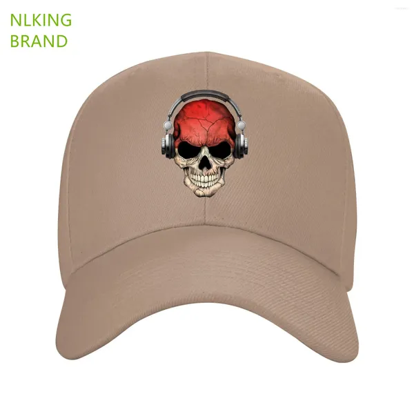 Gorras de bola Sombreros Béisbol para hombres Mujeres Niños Dark Skull Deejay con bandera indonesia Naranja 5 paneles Cool Country Senderismo Navy Bucket