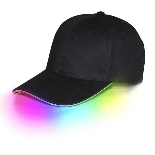 Casquettes de baseball Casquette de baseball hip-hop Party Club Up Glow Chapeau de sport éclairé pour hommes en cuir vierge 6 panneaux