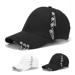 Kogelcaps hiphop ijzeren ring hoeden vizieren vrouwen mannen snapback honkbal cap verstelbare ketting outdoor casquette piercing