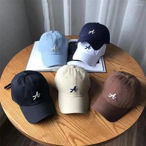 Ball Caps Hip Hop Trendy Borduren Meisjes Katoen Mannelijke Koreaanse Stijl Cap Vizieren Letter A Baseball Snapback Hoed