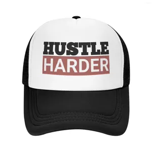 Casquettes de balle Hustle Harder Entrepreneurs Style Citations de motivation Casquette pour hommes en plein air maille sport décontracté soleil chapeau de basket-ball