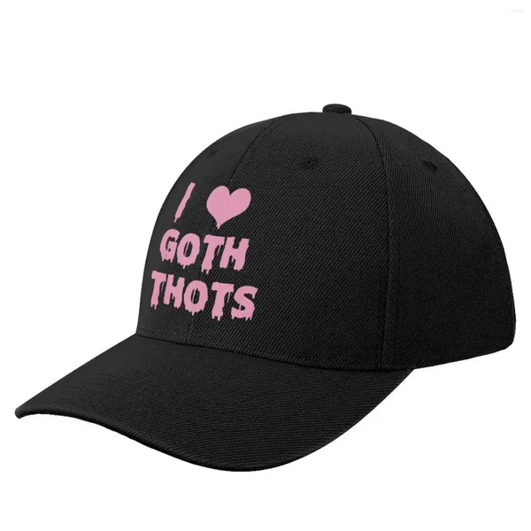 Gorras de bola I Love Goth Funny Baseball Cap Beach Outing Snap Back Hat Hombre de lujo Protector solar Militar para mujeres Hombres