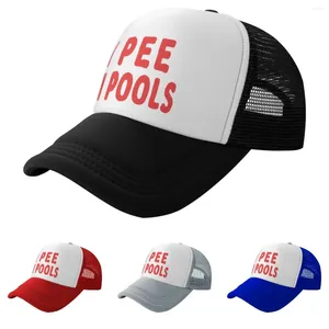 Kogelcaps ik plas in zwembaden grappige trucker hoed verstelbare mesh honkbal pet voor mannen dames unisex snapback zomer casual zonnepanelen