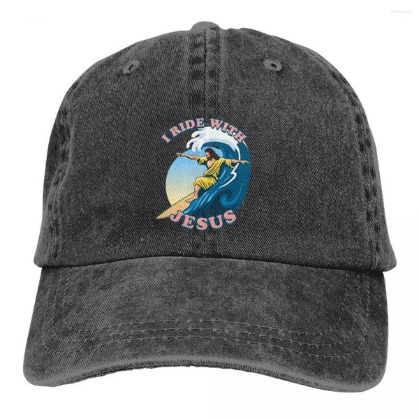 Casquettes de baseball Je roule avec le surf Baseball Casquette à visière Jésus Pare-soleil Chapeaux pour hommes femmes