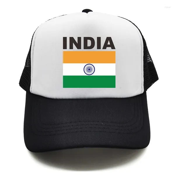 Gorras de bola India Bandera Trucker Cap Verano Hombres Cool Country Hat Béisbol Unisex Al aire libre Malla Red