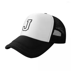 Casquettes de balle Casquette de baseball en maille avec lettre initiale Bone J pour hommes, respirante, haut de gamme, Snapback Hip Hop Street Tide, chapeau de protection solaire