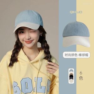 Casquettes de balle Ins Fashion Color Matching Baseball Femmes Show Petit visage Coréen Polyvalent Soft Top Duckbill Hat Outdoor Casual Chapeaux pour hommes