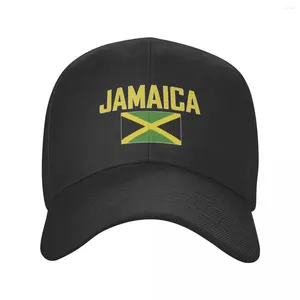 Ball Caps Jamaïque Nom du pays avec drapeau Sun Baseball Cap respirable hommes ajustés Femmes Femmes extérieures Chatle de football pour cadeau