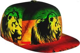 Ball Caps Jamaican Lion Flag Pattern Flat Bill Hat Unisexe Snapback Baseball Cap Hip Hop Style Visor Réglable