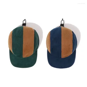 Casquettes de baseball Chapeau de baseball en velours côtelé japonais pour hommes et femmes avec cordon de serrage chaud réglable bord plat décontracté automne hiver casquette hip-hop Gorras