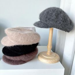 Kogelcaps Japanse tellers met angora wol gemengde pet kinderen herfst en winter warme militaire hoedhaar achthoekig