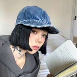 Kogelcaps Japanse denim vintage honkbal voor vrouwen zomer en herfst zonbescherming zachte korte randontwerp duckbill hoeden mannen