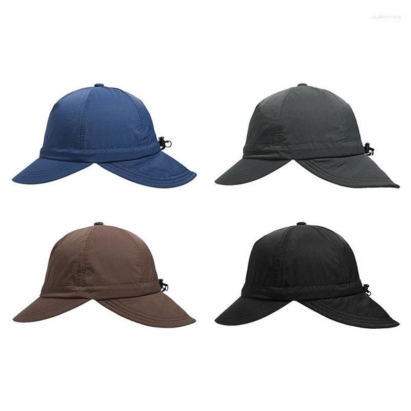 Casquettes de baseball Japonais Hommes et femmes Parasol Camping Casquette à double bord Couleur unie Séchage rapide Cordon élastique Chapeau de baseball en plein air