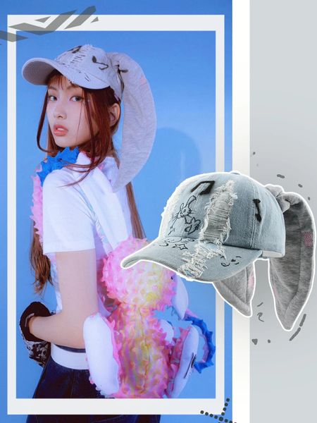 Casquettes de baseball Y2K Casquette de baseball pour femmes Graffiti Yabi Longues oreilles Chapeau Cowboy Sweetheart Girl Star KPOP Dance Party Bunny Cap 231216