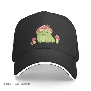 Casquettes de baseball Grenouille Kawaii avec chapeau de champignon champignon et escargot - Cottagecore Aesthetic Forg Amanita Muscaria Lover Edgy Kidc Baseball Cap