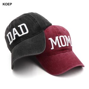 Ball Caps KOEP MOM En DAD Baseball Cap Vissen Caps Mannen Outdoor Vrouwen Gewassen En Gedragen Zwangerschap Aankondiging Hoeden 3D BorduurwerkHKD230625