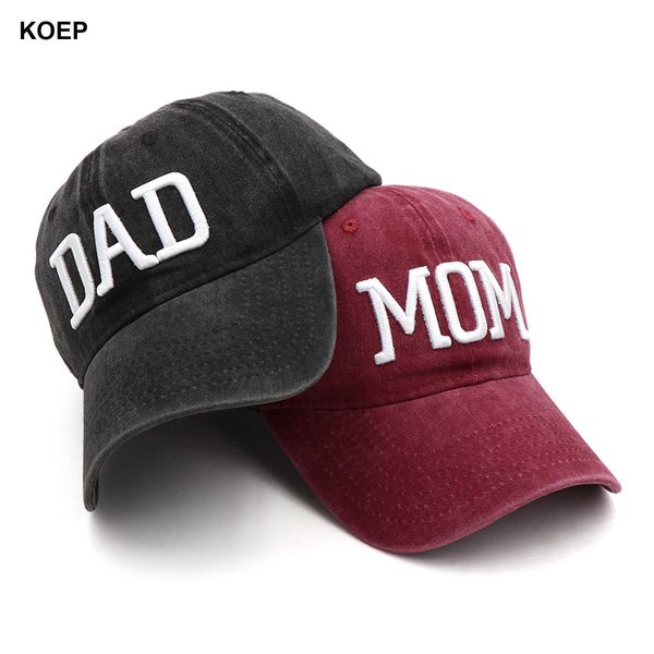 Casquettes de baseball KOEP maman et papa casquette de baseball casquettes de pêche hommes femmes en plein air lavé et porté annonce de grossesse chapeaux broderie 3DHKD230625