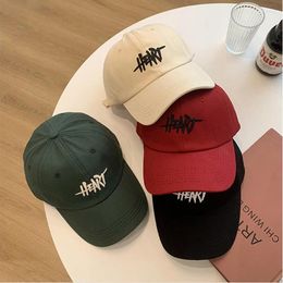 Ball Caps coréen broderie Baseball Cap femme hommes Vintage Solid Color Letter Snapback Hat Summer Coton Soft Unisexe Pape Gorras