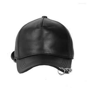 Ball Caps Koreaanse Mode Vijf Panel Hip Baseball Voor Mannen Tiener Stalen Ring Metalen Schild Snapback Hoeden Mannelijke Punk Locomotief Chapeau