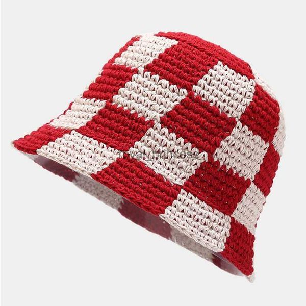 Gorras de pelota Corea hecha a mano Crochete de tejido de tejido de crochet Spring and Summer Strag Sun Hombo para el Sol de la mujer Diseñador gráfico Bob Fisherman Hat Z230815