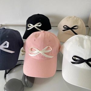 Ball Caps Korean Ins Blogger Homemade Ribbon Strap Bow Basball Cap Spring Summer Sun Cotton