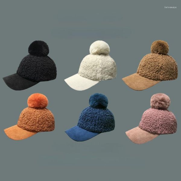 Casquettes de baseball version coréenne de la grande casquette de baseball duveteuse mignonne femme automne et hiver cent épais chaud agneau en peluche chapeau marée