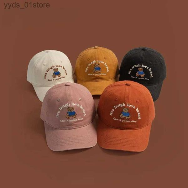 Casquettes de baseball Version coréenne du chapeau femme ours mignon broderie douce soeur c étudiantes toutes assorties visage petite base L240314