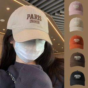 Casquettes de baseball Kpop Womens Baseball Cap PARIS Chapeau de soleil brodé 100% coton Lettre Visière Chapeaux Femmes Soft Top ed 230801