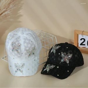 Ball Caps Lace Flowers Baseball For Women Summer Femme Femme Rignestone Mesh respirant Snapback Hip Hop