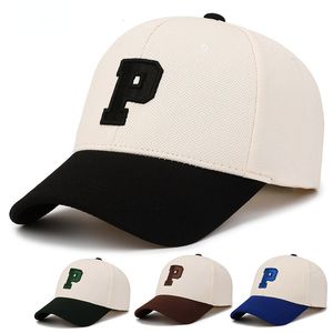 Casquettes de balle dames et hommes coton baseball mode P lettre bouton arrière casquette décontracté automne sports de plein air filles chapeaux unisexe 230831