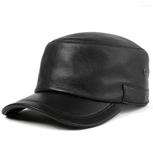 Casquettes de baseball en cuir véritable pour homme et femme, chapeau de Baseball, en peau de mouton, à dessus plat, automne et hiver, B-8805