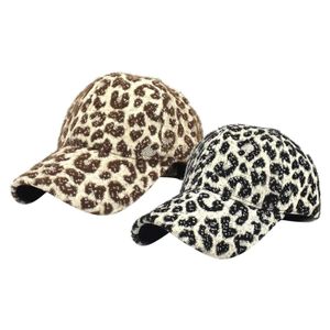 Gorras de bola Sombreros grandes para mujeres Gorra de pato con estampado de leopardo Versión coreana Moda al aire libre Gorra de béisbol mullida Invierno Cálido Gorra de béisbol brillante G230201